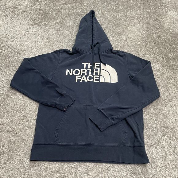 The North Face Hoodie Sweatshirt Mens Small Blue Graphic Fleece Pullover Casual - Picture 1 of 11